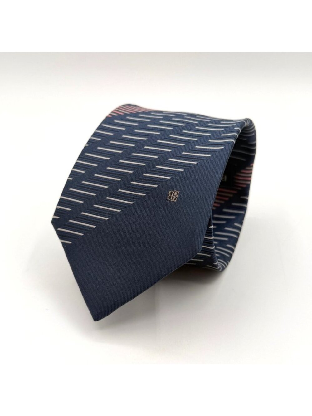 Vintage Balenciaga Paris Blue Striped Pattern Tie 55" x 3"